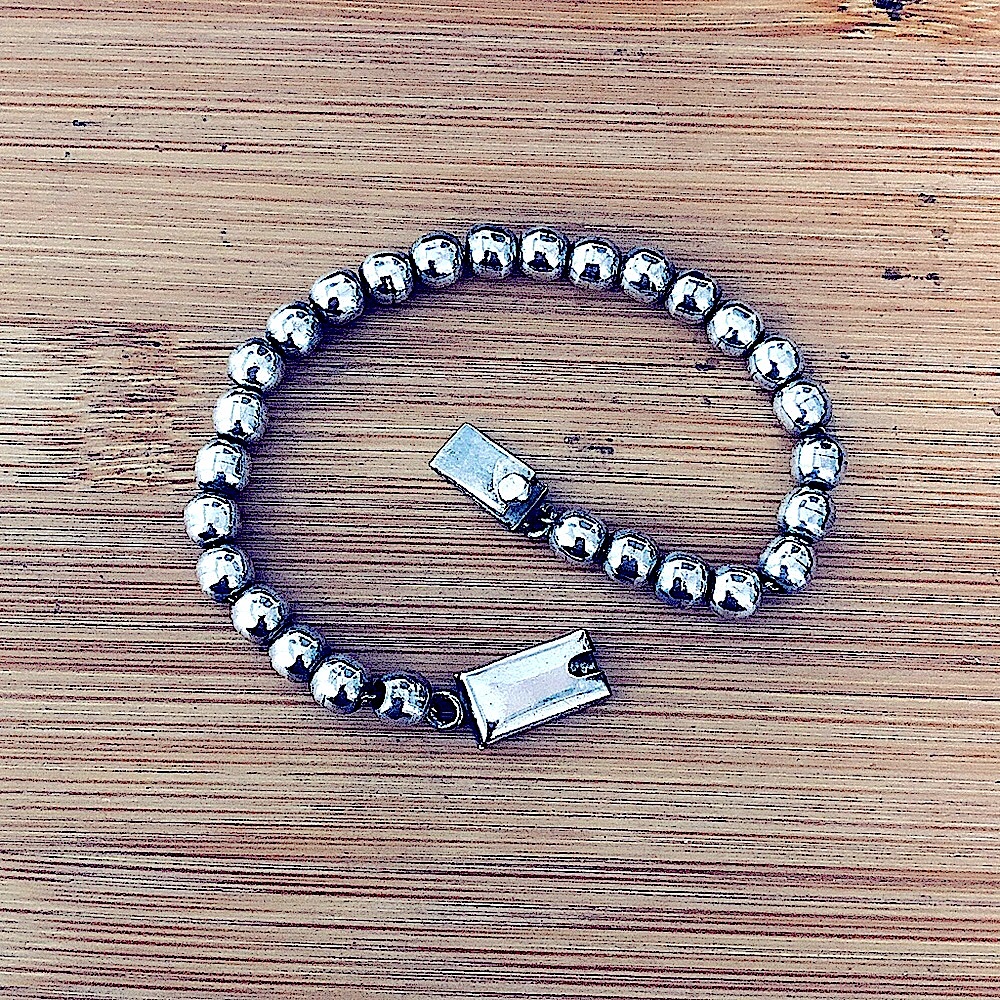 $112 Designer Estate Sterling Silver Bead Bracelet  Marked TV-25 MEXICO 925